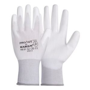 Polyester Yarn Karam Hs21 240 mm Medium White Supported Hand Gloves