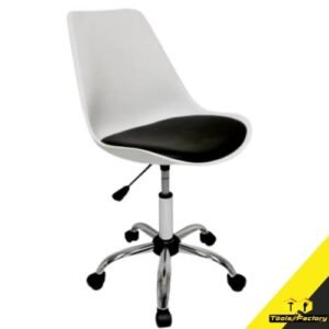 Finch Fox Height-Adjustable Stylish Modern Rotary Arm for Salon/Spa/Bar/Medical/Kitchen/Doctor Stool Leatherette Office Executive Chair  (White, Black, Pre-assembled)