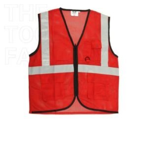 Polyester Safety Jacket with Reflective Strips Color-Red,
