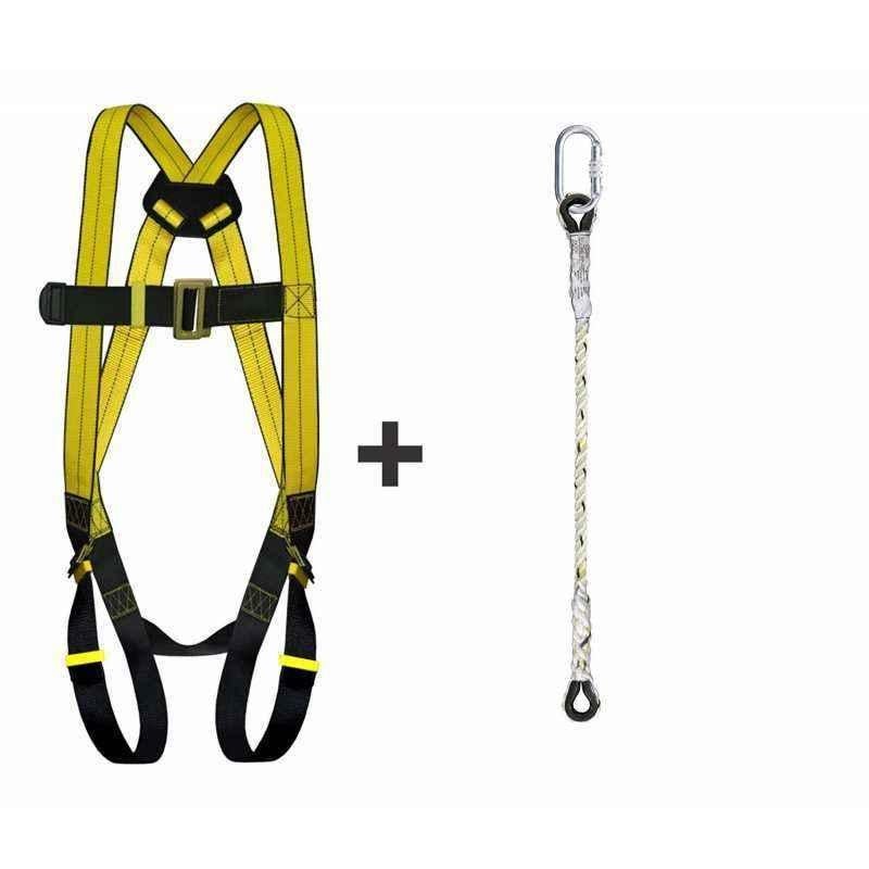 Allen Cooper Yellow Full Body Polypropylene Harness with Twisted Rope Lanyard, 1011029_FBH10_TRL202 1 Allen Cooper Yellow Full Body Polypropylene Harness with Twisted Rope Lanyard, 1011029_FBH10_TRL202
