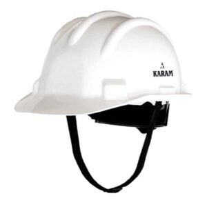 Karam White Plastic Cradle Ratchet Type Safety Helmet, PN-521 (Pack of 5)