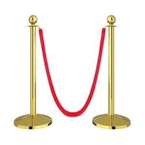 Ladwa 2 Pcs Stainless Steel Queue Manager Pillar Set with Velvet Rope, LSI-QPG-RVRP2
