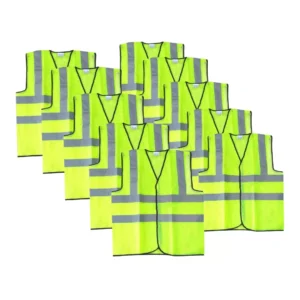 Robustt RB-R-JACKET-GREEN-DUAL-STRIP-10 Dual Strip Reflective Safety Jacket (Pack of 10)