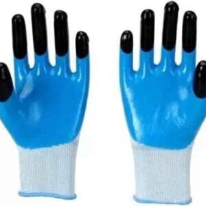 Sai Safety Regular Size Nitrile PU Coated Safety Hand Blue & Black Safety Gloves, MG-Glove-006